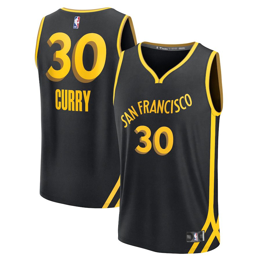 Men Golden State Warriors #30 Stephen Curry Fanatics Branded Black City Edition 2023-24 Fast Break NBA Jersey->golden state warriors->NBA Jersey